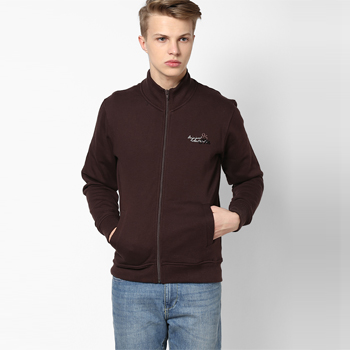 Solid Brown Sweat Jacket