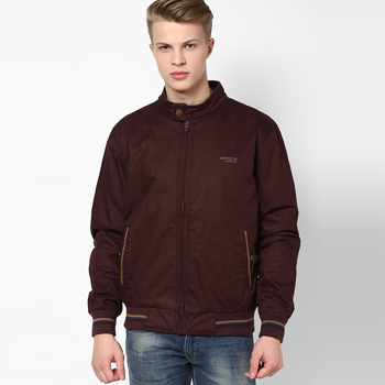 Solid Wine Casual Jacket